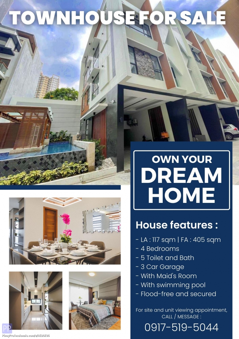 House for Sale - Brandnew newly-built 4-Storey Townhouse near New Manila Quezon City. Accessible going SM North, Cubao, Greenhills, and Manila area
