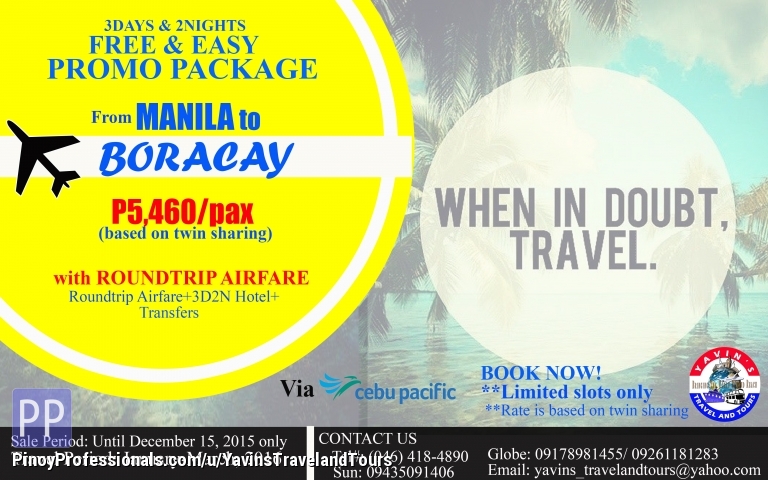 Vacation Packages - Free and Easy Promo Package to Boracay And Cebu
