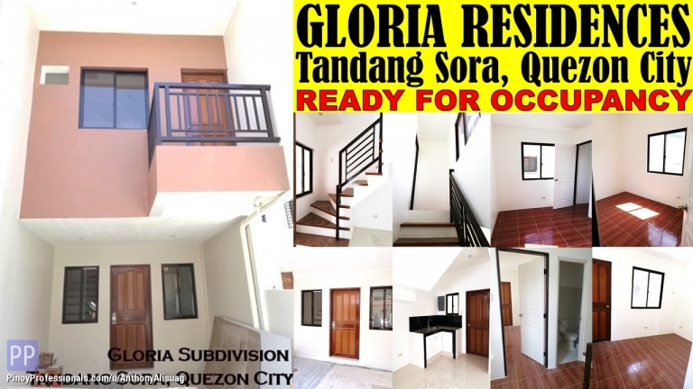 House for Sale - 3BR Townhouse Gloria Taas Residences Tandang Sora Quezon City