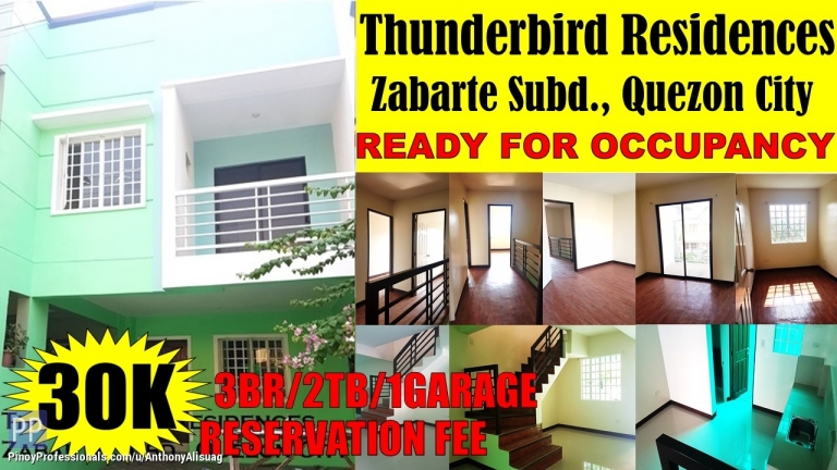 House for Sale - 3BR Townhouse Thunderbird Residences Zabarte Quezon City
