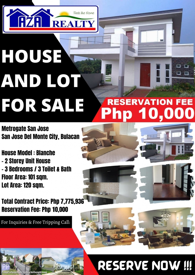 House for Sale - BLANCHE 3BR SINGLE DETACHED HOUSE AND LOT IN METROGATE SAN JOSE DEL MONTE BULACAN