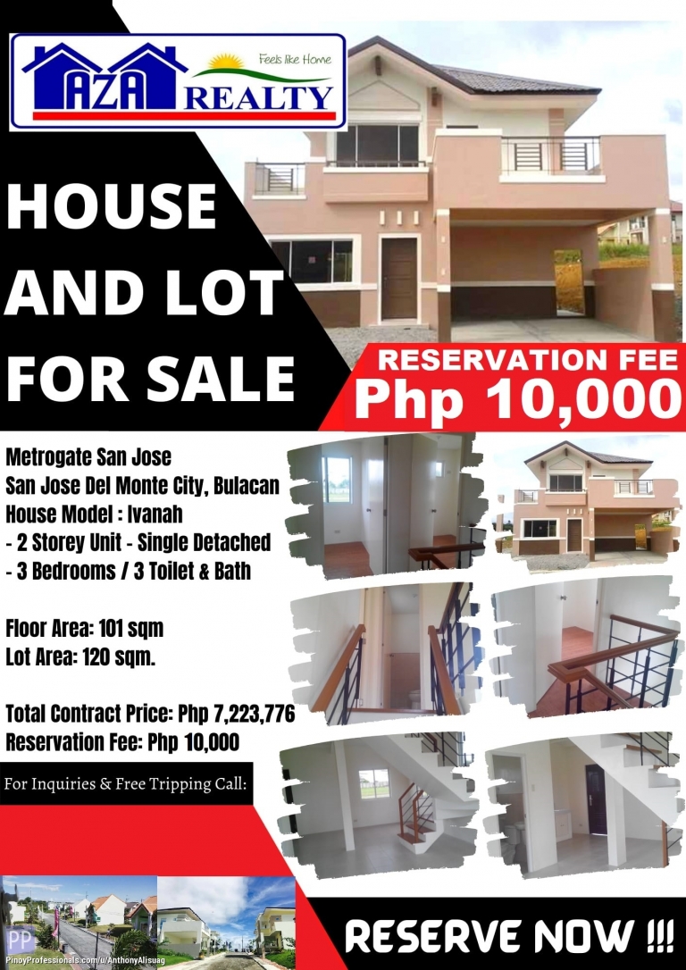 House for Sale - IVANAH 3BR SINGLE DETACHED HOUSE AND LOT IN HERITAGE VILLAS SAN JOSE DEL MONTE CITY BULACAN