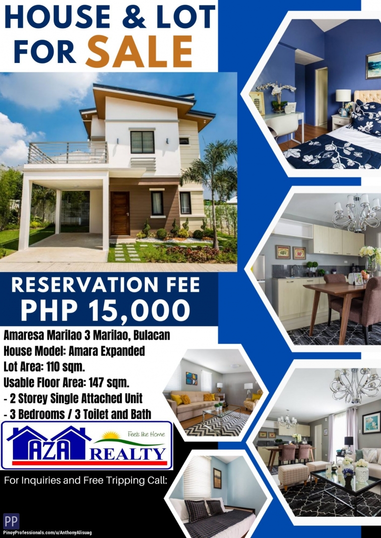 House for Sale - AMARA 3BR SINGLE ATTACHED HOUSE AND LOT IN AMARESA 3 MARILAO BULACAN