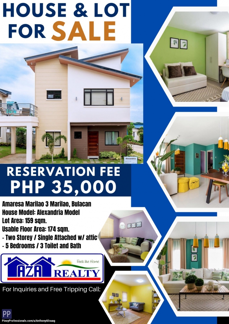 House for Sale - ALEXANDRIA 5BR SINGLE ATTACHED HOUSE AND LOT IN AMARESA 3 MARILAO BULACAN