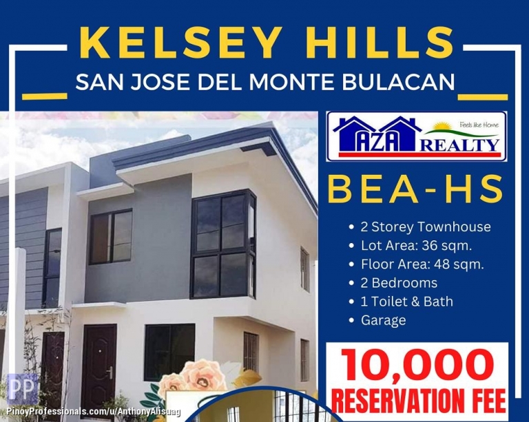 House for Sale - 2 Bedrooms Bea HSTownhouse Kelsey Hills San Jose Del Monte Bulacan