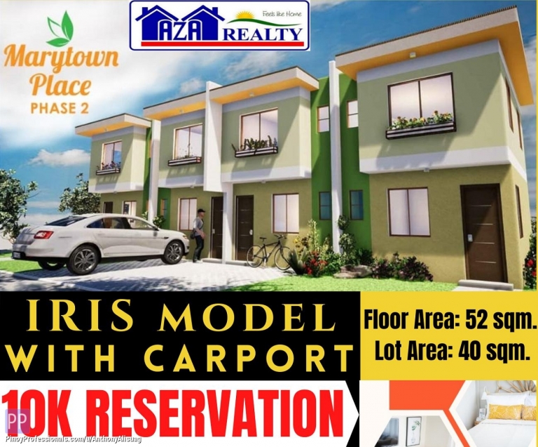 House for Sale - Marytown Place 52sqm. House And Lot With Carport Iris Model in Santa Maria Bulacan