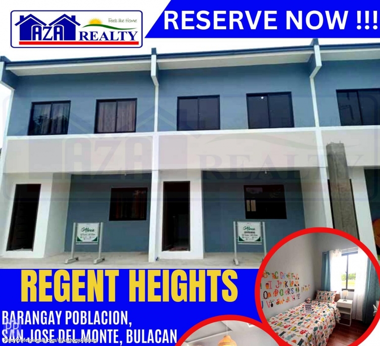 House for Sale - 15K Reservation Fee 3BR Townhouse in Regent Heights San Jose Del Monte Bulacan