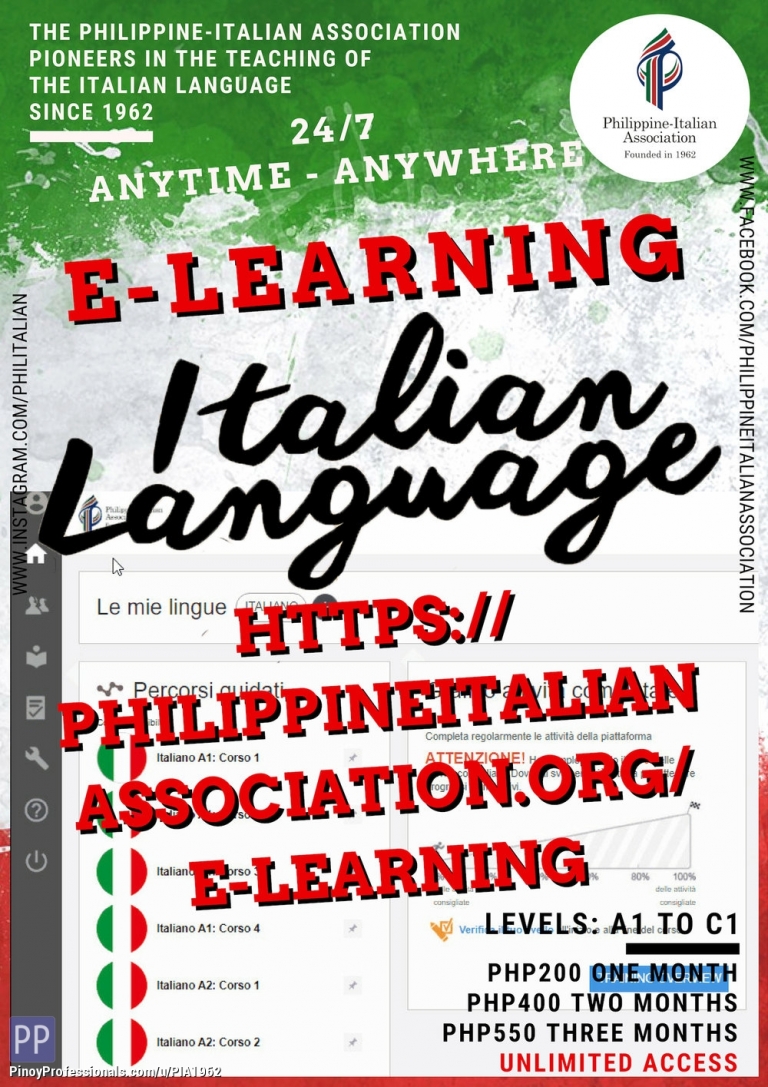 Education - E-learning Italian Language (Deadline of Enrollment for June 1)