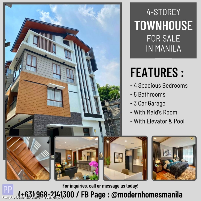 House for Sale - Brandnew 4-Storey Townhouse in Manila walking distance to University Belt area