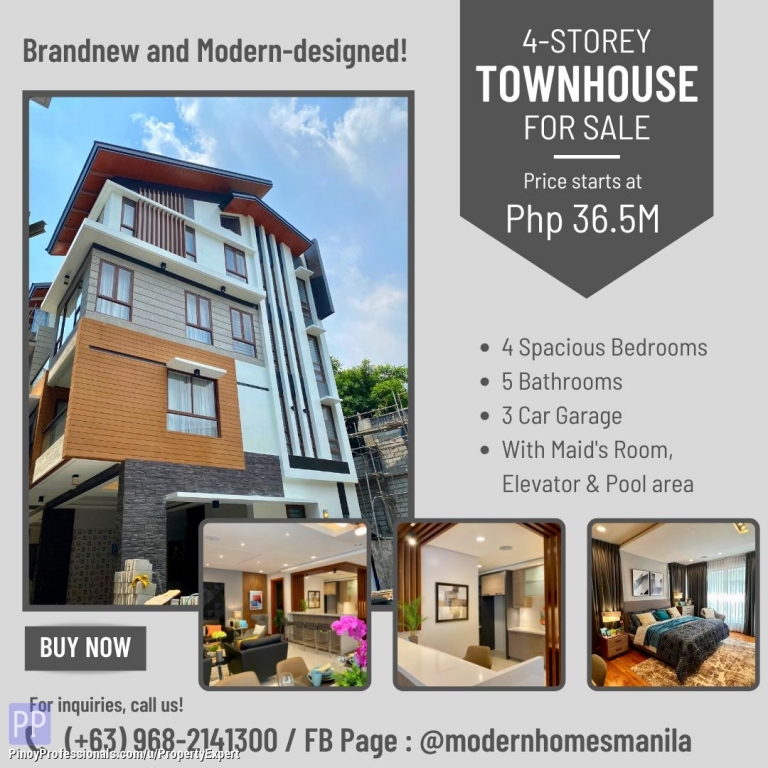 House for Sale - 4-STOREY 4 BEDROOMS MODERN-DESIGNED TOWNHOUSE IN MANILA NEAR UNIVERSITY BELT AND MALACAÑANG PALACE