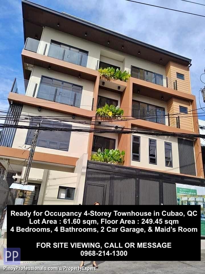 House for Sale - Brandnew RFO 4-Storey Townhouse in Cubao QC near SM Cubao, Farmer's Market and Gateway Mall