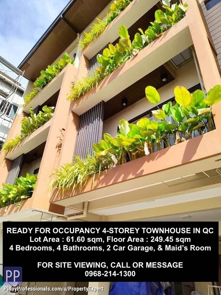 House for Sale - 4-Storey Townhouse in Cubao. RFO, Brandnew, and Modern-designed