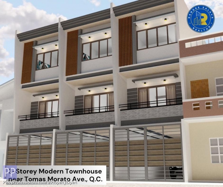 House for Sale - 3-Storey Townhouse for Sale in Quezon City near Tomas Morato Avenue and Startbucks E. Rodriguez Avenue