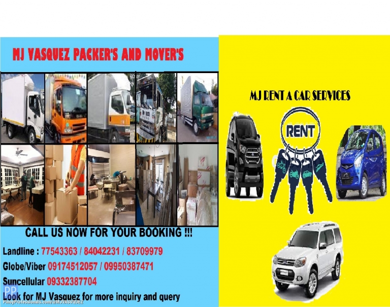 Moving Services - MJ VASQUEZ LIPAT BAHAY TRUCK PACKING SERVICES AND CAR RENTAL