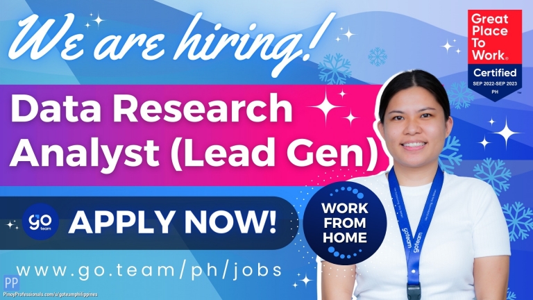 Administrative Clerical - Job Hiring in Cebu, Philippines: Data Research Analyst - GoTeam