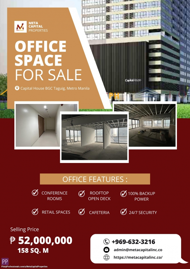 Office and Commercial Real Estate - Modern Office Space for Sale in Capital House, BGC Taguig