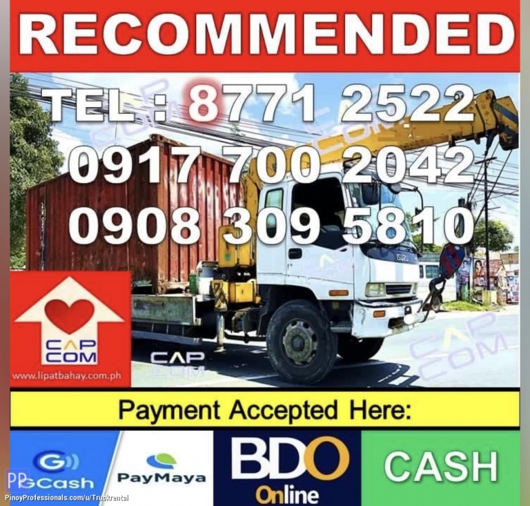 Moving Services - Truck For Rent / Boom truck / Flatbed /
