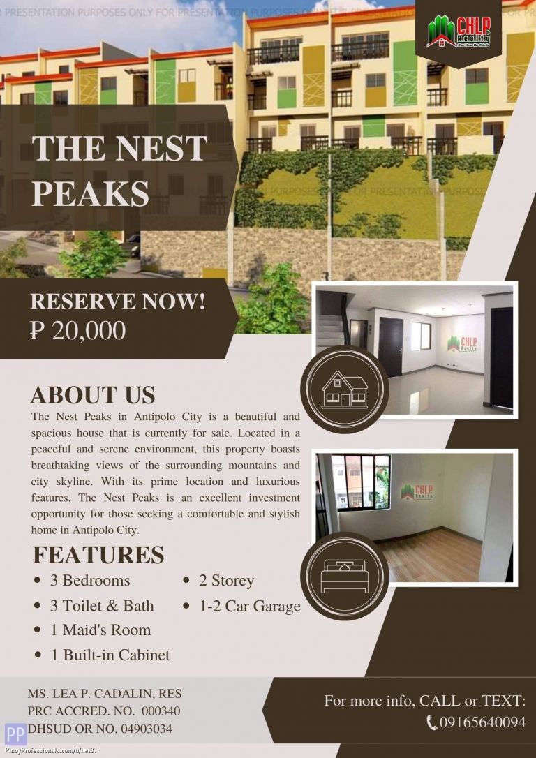 House for Sale - 3 Bedrooms THE NEST PEAKS-Antipolo City