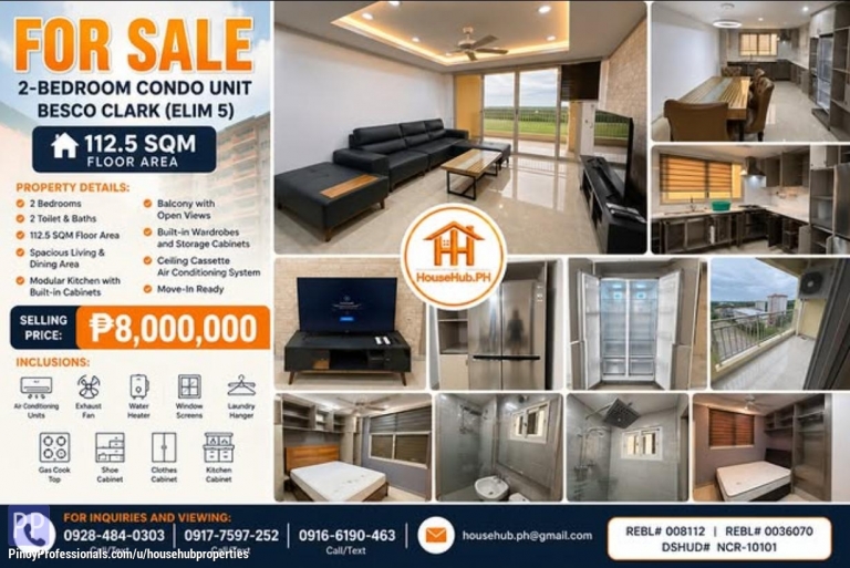 Apartment and Condo for Sale - FOR SALE: 2-BEDROOM CONDO UNIT – BESCO CLARK (ELIM 5)