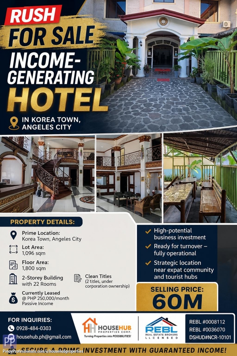 Office and Commercial Real Estate - RUSH FOR SALE: INCOME-GENERATING HOTEL IN KOREA TOWN, ANGELES CI